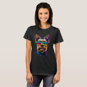 サングラスヨークシャテリア 犬好き かわいい Tシャツ (正面フル)