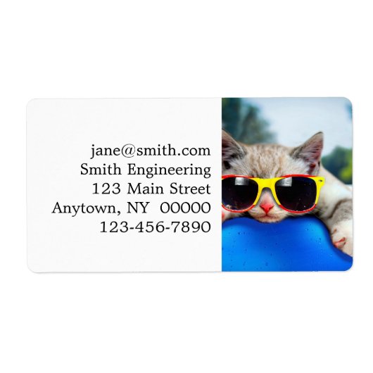 サングラスリラックスを着た猫マットレス ラベル (正面)