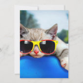 サングラスリラックスを着た猫マットレス 招待状 (裏面)