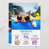 サングラスリラックスを着た猫マットレス 招待状 (正面/裏面)