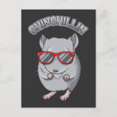 サングラス付きかわいいげっ歯類チンチラ ポストカード (正面)