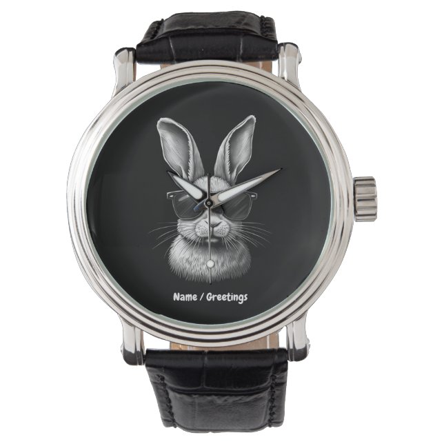 サングラス付きかわいいバニー顔 子供へ 腕時計 (正面)