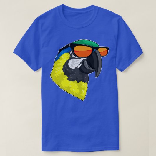 サングラス付きオウム3 Tシャツ (デザイン正面)