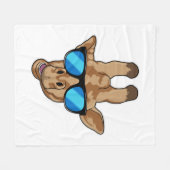 サングラス付きキリン フリースブランケット (正面(横))