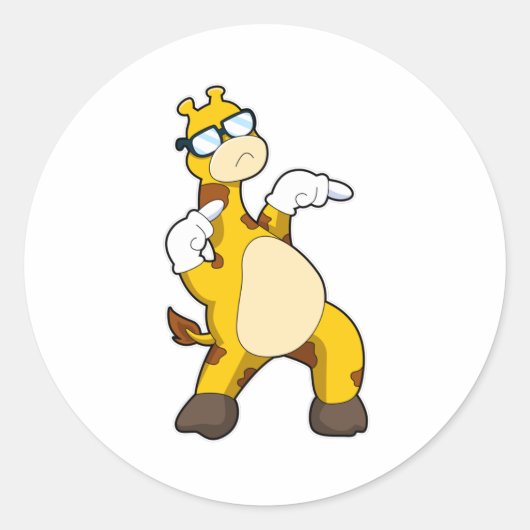 サングラス付きキリン ラウンドシール (正面)