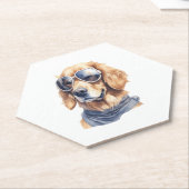 サングラス付きゴールデンレトリバー ペーパーコースター (アングル)