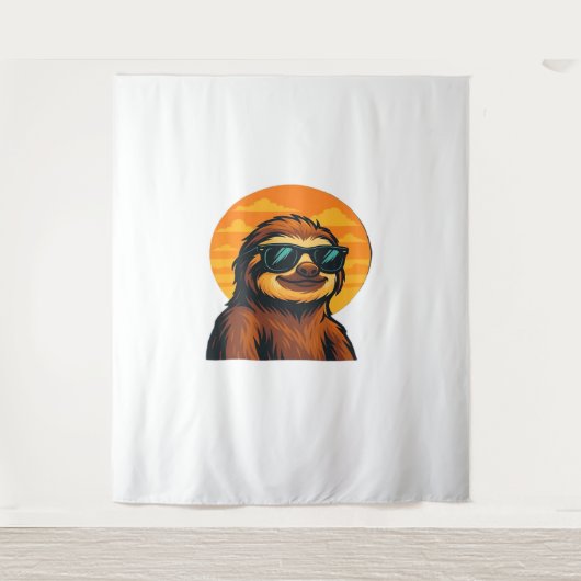 サングラス付きチルスロッス – レトロサンセットビベスC タペストリー (正面)