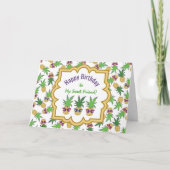 サングラス付きパイナップル誕生日 カード (正面)