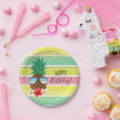 サングラス付きパイナップル ペーパープレート (パーティー)