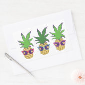 サングラス付きパイナップル 長方形シール (封筒)