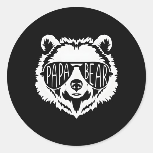 サングラス付きパパベア顔 ラウンドシール (正面)