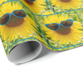 サングラス付きヒマワリ ラッピングペーパー (ロールコーナー)