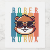 サングラス付きビーバー ワインラベル (シングルラベル)