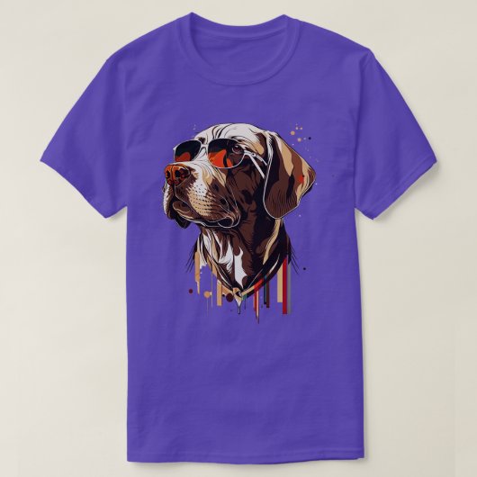 サングラス付きポインター犬2 Tシャツ (デザイン正面)