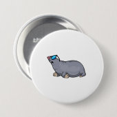 サングラス付きモグラ 缶バッジ (正面&裏面)