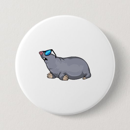 サングラス付きモグラ 缶バッジ (正面)