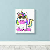 サングラス付きユニコーン キャンバスプリント (インサイチュ (ウッドフロア))