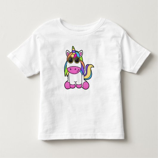 サングラス付きユニコーン トドラーTシャツ (正面)