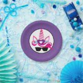 サングラス付きユニコーン ペーパープレート (パーティー)