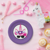 サングラス付きユニコーン ペーパープレート (パーティー)