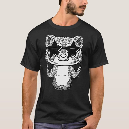 サングラス付きルーン恋人 Tシャツ (正面)