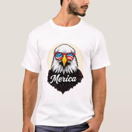 サングラス付き愛国的イーグル – メリカプライドアート Tシャツ