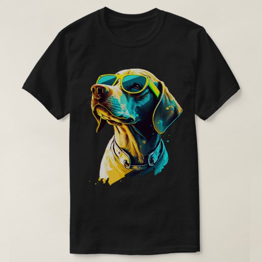 サングラス付き指針犬 Tシャツ (デザイン正面)