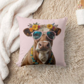 サングラス付き明るい牛 クッション (ブランケット)