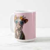 サングラス付き明るい牛 コーヒーマグカップ (正面左)