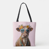 サングラス付き明るい牛 トートバッグ (裏面)