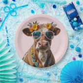 サングラス付き明るい牛 ペーパープレート (パーティー)