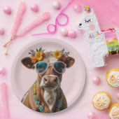 サングラス付き明るい牛 ペーパープレート (パーティー)