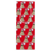 サングラス付き熱帯クリスマスサンド雪だるま ワインギフトバッグ (正面)