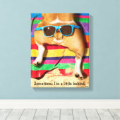 サングラス付き犬お尻 キャンバスプリント (インサイチュ (ウッドフロア))