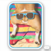 サングラス付き犬お尻 シール (正面)