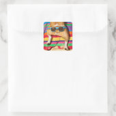 サングラス付き犬お尻 スクエアシール (バッグ)