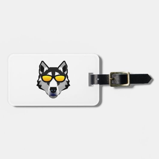 サングラス付き犬 – シベリア・ハスキー ラゲッジタグ (正面横)
