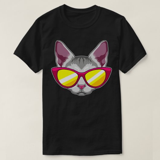 サングラス付き猫2 Tシャツ (デザイン正面)