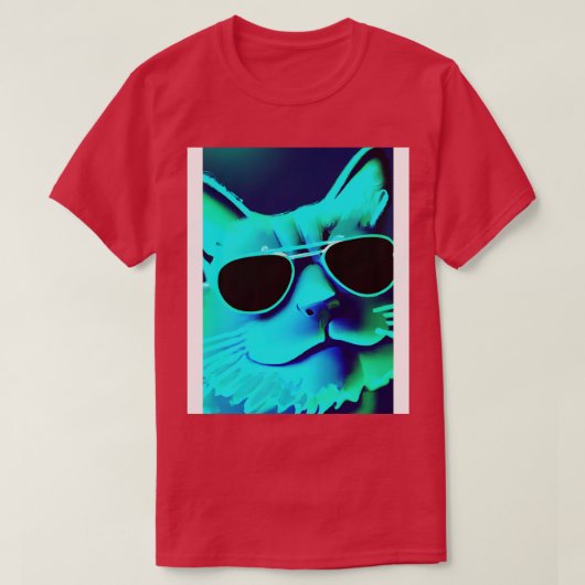 サングラス付き猫6 Tシャツ (デザイン正面)