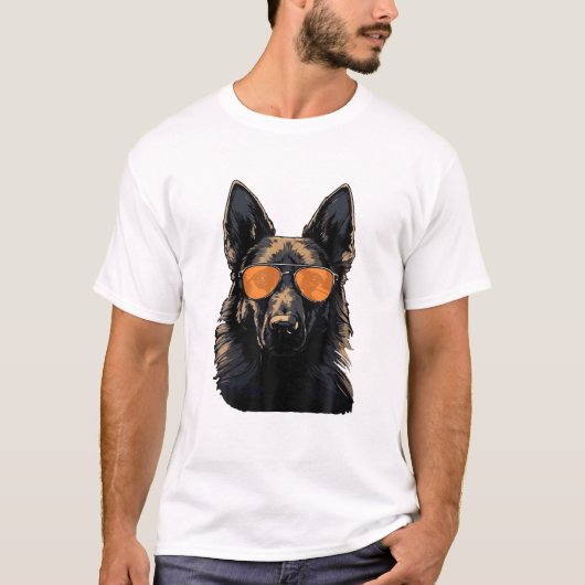サングラス付き羊飼い犬Malinois Tシャツ (正面)