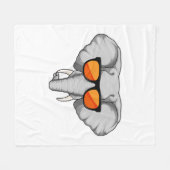 サングラス付き象 フリースブランケット (正面(横))