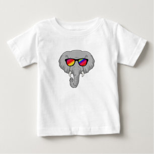 サングラス付き象 ベビーTシャツ