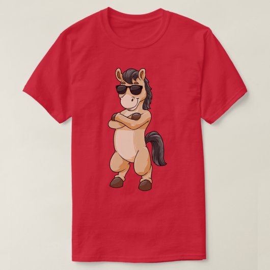 サングラス付き馬4 Tシャツ (デザイン正面)
