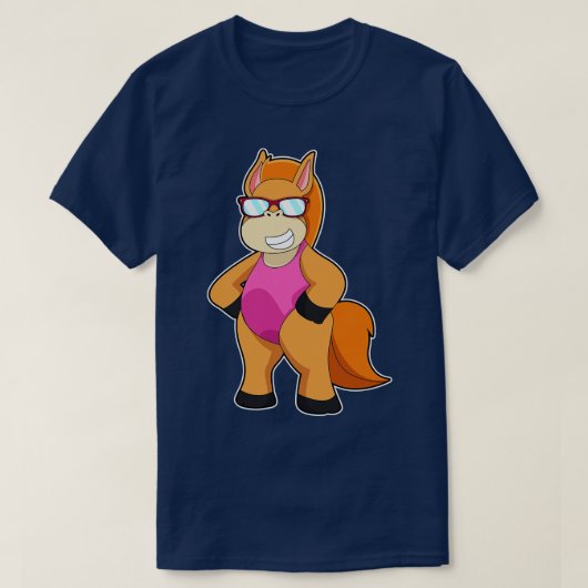 サングラス付き馬6 Tシャツ (デザイン正面)