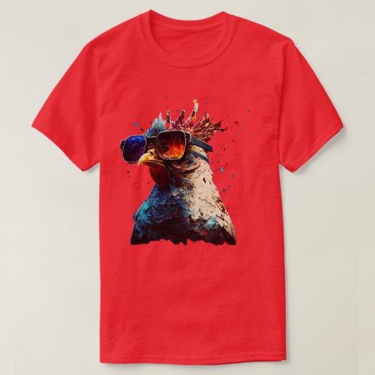 サングラス付き鶏 Tシャツ (デザイン正面)