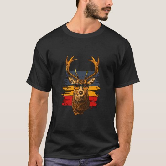 サングラス付き鹿ヴィンテージ Tシャツ (正面)