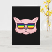 サングラス付きLGBT猫LGBTプライド月LGBTQ カード (黄色い花)