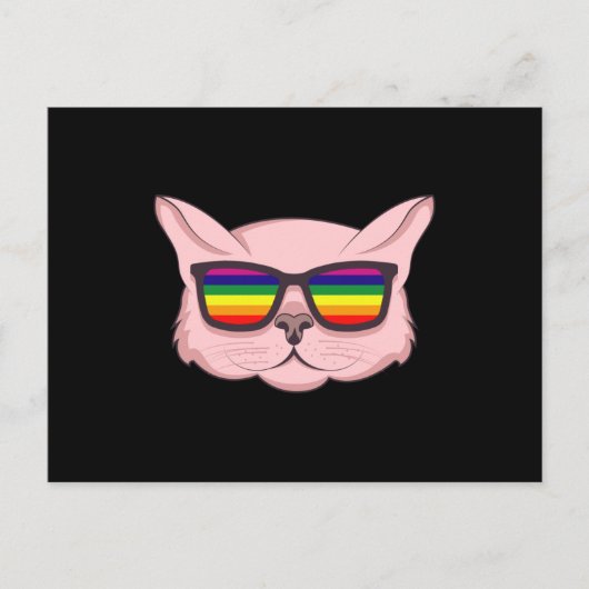 サングラス付きLGBT猫LGBTプライド月LGBTQ ポストカード (正面)