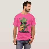 サングラス付サボテン及びアコースティックギターサボテン Tシャツ (正面フル)