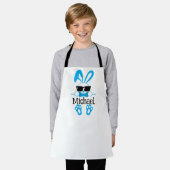 サングラス入りの可愛いブルーパーソナライズされたバニー エプロン (着用した状態)